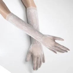 Guanti Bianchi In Pizzo Ricamato